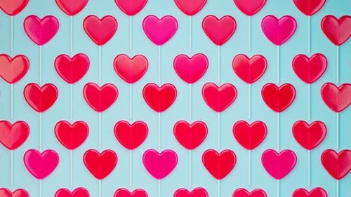 Sweet Heart Lollipop Pattern Background Loop