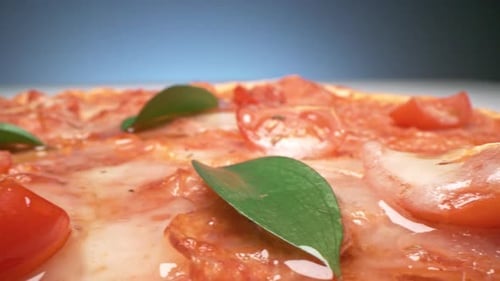 Close Up of Delicious Pizza Topped With Tomatoes