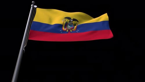 Ecuador Flag Waving in Realistic Slow Motion Loop