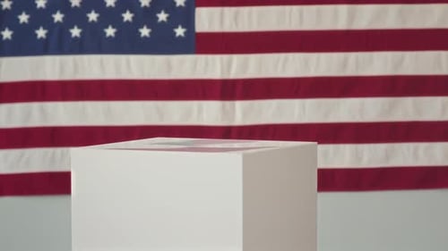 Woman Casts Ballot at Election Box