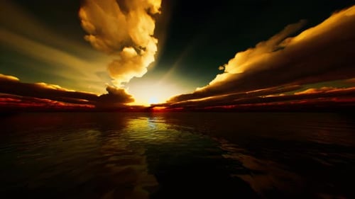 Beautiful Red Sunset Over the Ocean
