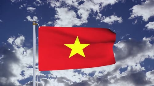 Realistic 3D Vietnam National Flag Waving Animation
