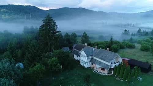 Misty Valley and Rural Homes Aerial View