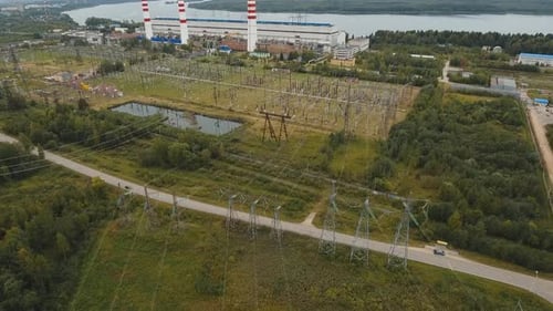 Electrical Substation,power Station. Aerial View
