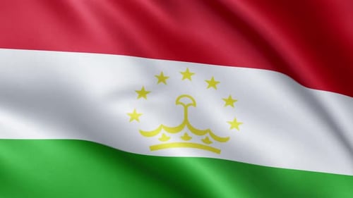 Realistic Waving Flag of Tajikistan Seamless Loop