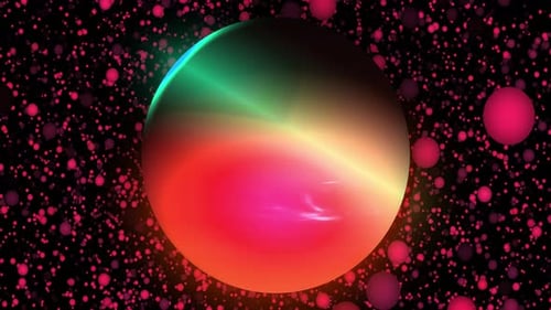 Iridescent Abstract Sphere and Glowing Particle Field Loop