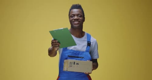 Delivery Man Handing Out Package