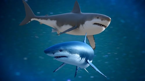 3D Animated Great White Shark Swimming with Alpha Channel