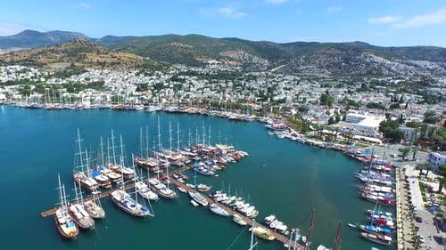 Bodrum's Marina in the Tourist Region of Anatolia Turkey in the Aegean Sea