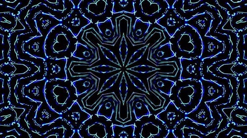 Abstract Blue and Green Neon Kaleidoscope Background