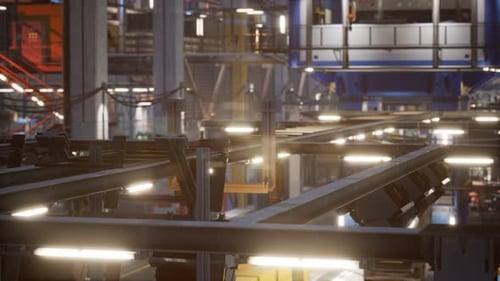 Intérieur d'une usine automobile avec une ligne de production