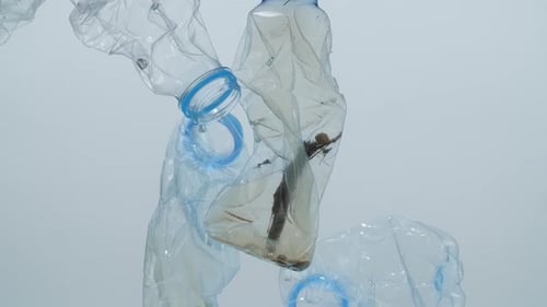 Underwater Footage Of Plastic Pollution Problem Concept In Ocean