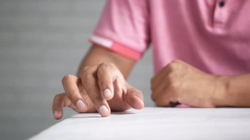 a Nervous Young Man Hand
