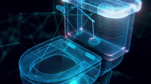 Toilet Bowl Hologram Close Up 4k