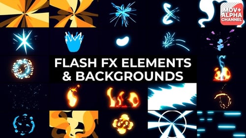 Dynamic Geometric Flash FX Elements and Animated Backgrounds Pack