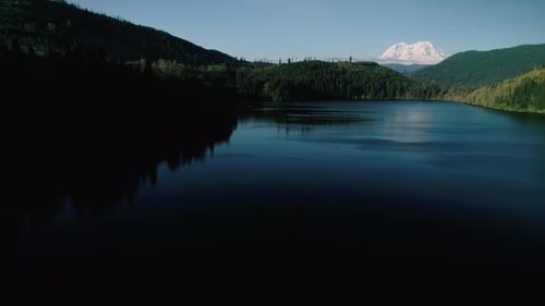 Moody Mt Rainier Lake Shadows Aerial Background