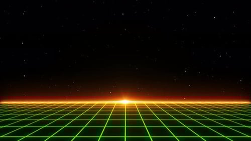 Retro Futuristic Grid Horizon Loop Background