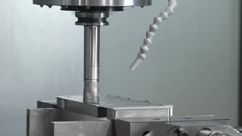 Milling Machine Precisely Cutting Metal Object
