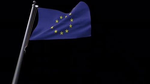 European Union Flag Waving Realistic Loop Animation