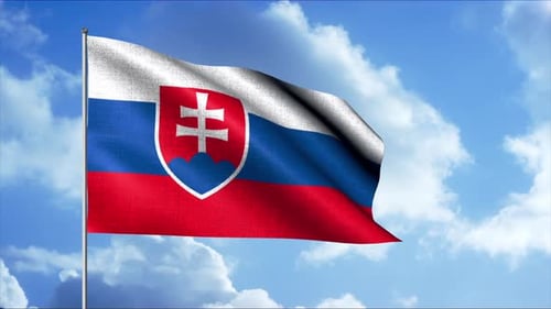 Realistic Slovakia Flag Waving Seamless Loop Against Blue Sky