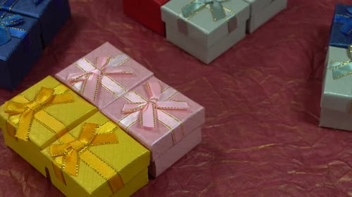 Close Up of Festive Colorful Gift Boxes