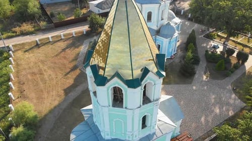 Aerial View of the Ukrainian Christian Church Located in the Village