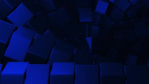 Dynamic Blue Cubes Tunnel Loop Background Animation