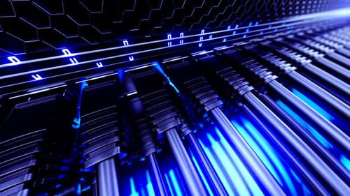 Futuristic Network Cables Data Transfer Loop Background