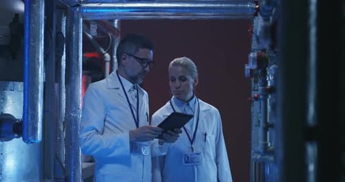 Scientists Checking Pressure Gauge