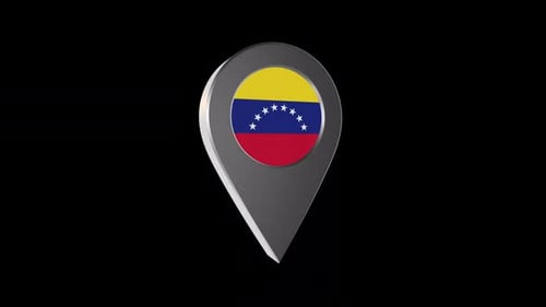 Rotating 3D Venezuela Flag Map Pointer Pin Animation