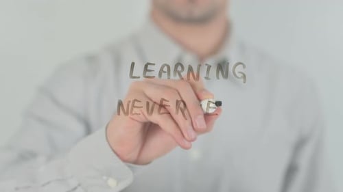 Writing Learning Never Ends on Glass