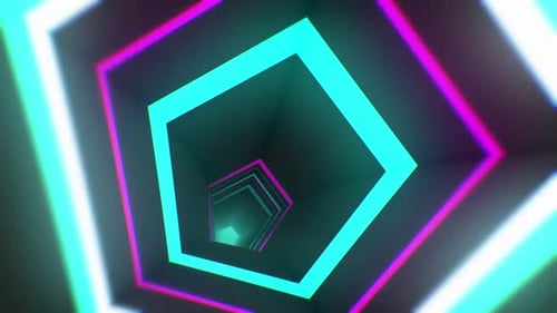 3d Neon pentagon tunnel