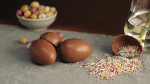 Chocolate Easter Eggs with Colorful Sprinkles