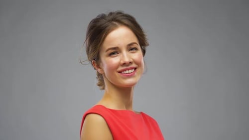 Portrait of Beautiful Young Woman in Red Dress 6