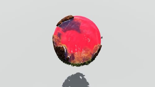 3D Rotating Fragmented Sphere with Molten Core