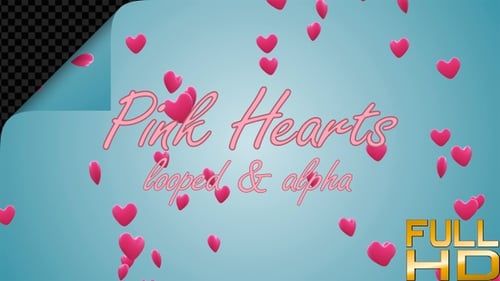 Romantic Pink Hearts Floating Background Loop