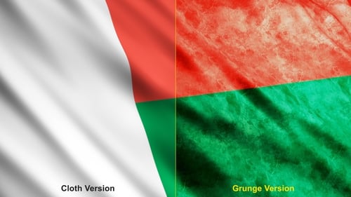 Waving Madagascar Flag Seamless Loop with Grunge Texture