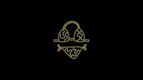 Female swimsuit icon for bathing animation lines on a black background.