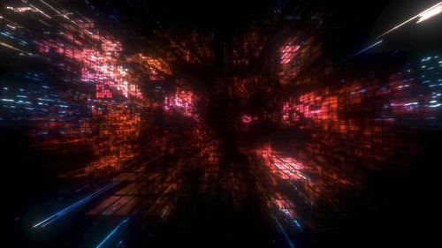 Abstraktes Orange Blau Digitales Weltraumportal VJ Loop