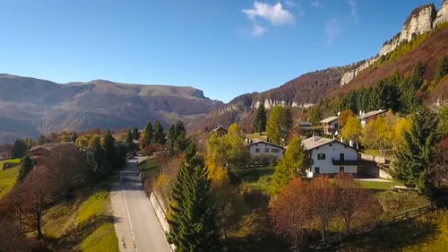 Village In Mountains Aerial