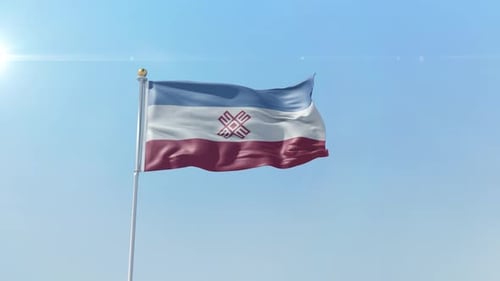 Realistic Waving Flag Animation Against Clear Blue Sky