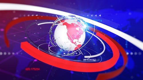 Dynamic Global News Intro with Rotating Earth and Digital Data Networks