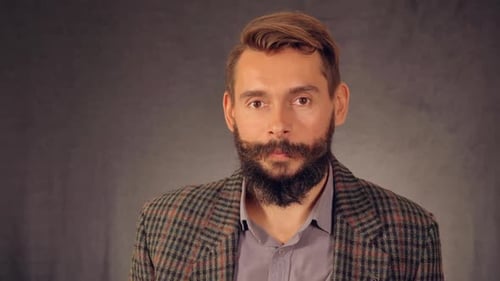 Hipster Posing in Studio Shows Sign Love