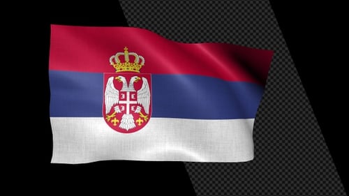 Realistic Waving Flag of Serbia with Fabric Texture