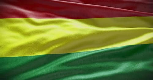 Realistic Waving Flag with Red Yellow Green Horizontal Stripes