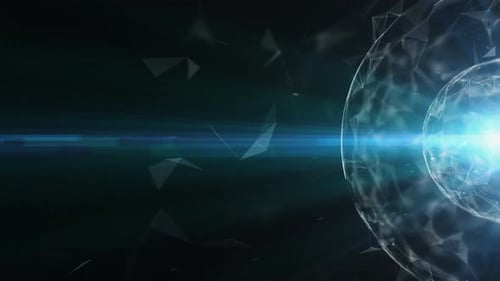 Abstrakte 3D-Technologie mit Schnittpunkten und Partikeln. 4K-Loop