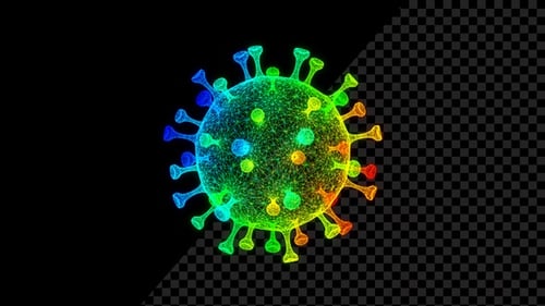 Rainbow Wireframe Virus Cell Rotating 3D Animation