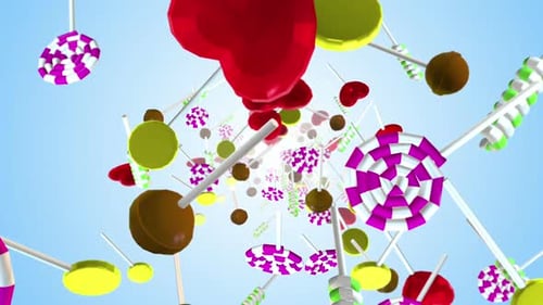 Colorful Candies and Hearts Floating Dynamic Background Animation