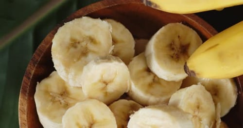 Sliced Bananas in Bowl Fresh Tropical Fruit