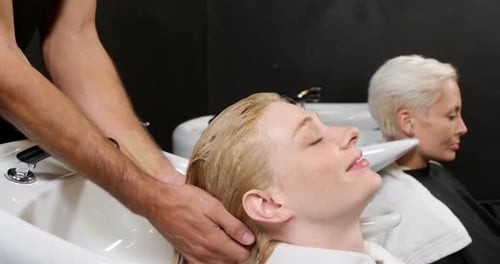 Woman getting her hair wash